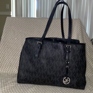 MICHAEL KORS Jet Set Travel Large Tote Black/silver